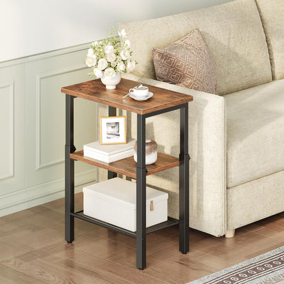 HOOBRO Tall Side Table, Adjustable Heigh Narrow Bedside Table, 3-Tier Small Hallway Table Telephone Table, Small Coffee Table for Hallway