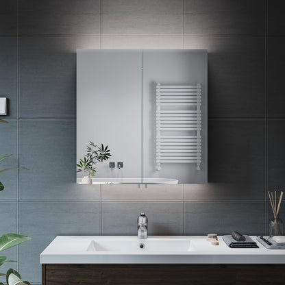 ELEGANT Bathroom Cabinet with Shaver Socket Bathroom Wall Cabinets with Lights Soft Close Illuminated Mirror Cabinet 630 x 650mm
