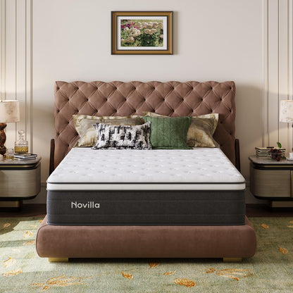 Novilla Single Mattress 3FT –22CM Medium Firm Memory Foam Hybrid Mattress with 7-Zone Pocket Sprung Support, Motion Isolation, Back Relief