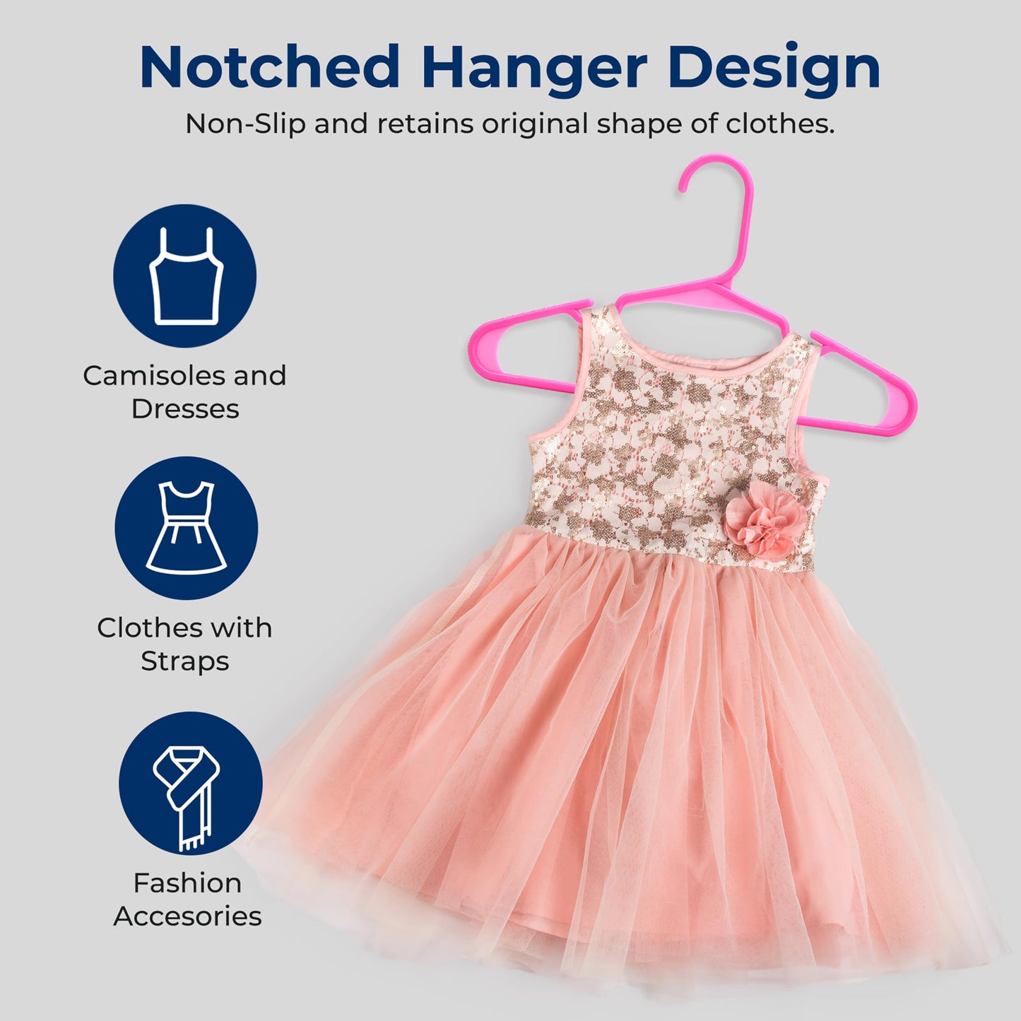 SereneLife 20 Pack Plastic Kids Hangers, Non-Slip for Closet, Space-Saving Thin Design for Infant and Newborn Clothing