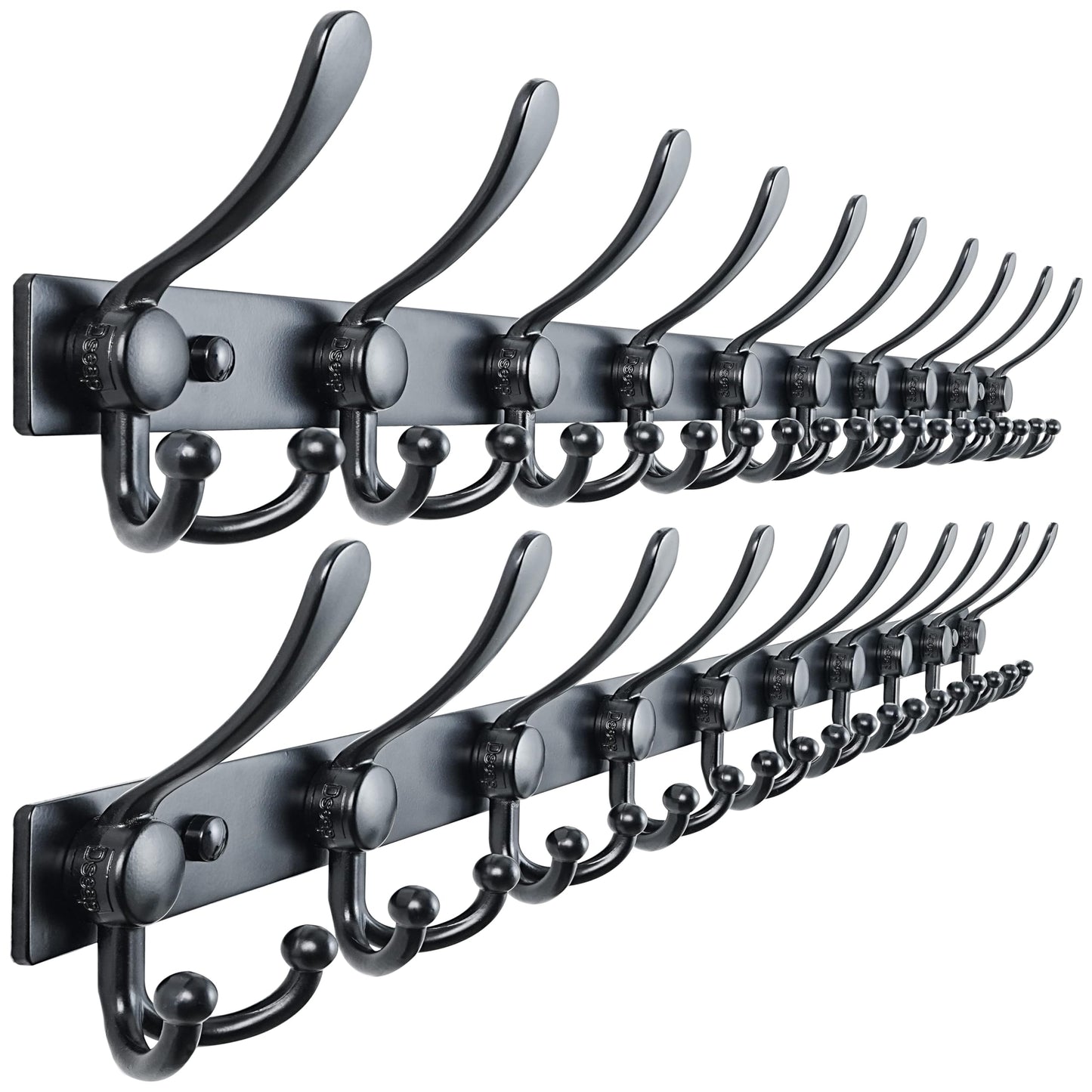 Dseap Coat Rack Wall Mount 94cm, Heavy Duty 2.5mm Base vs Flimsy 1mm, Double-Thick Solid Anti-Snap Hooks