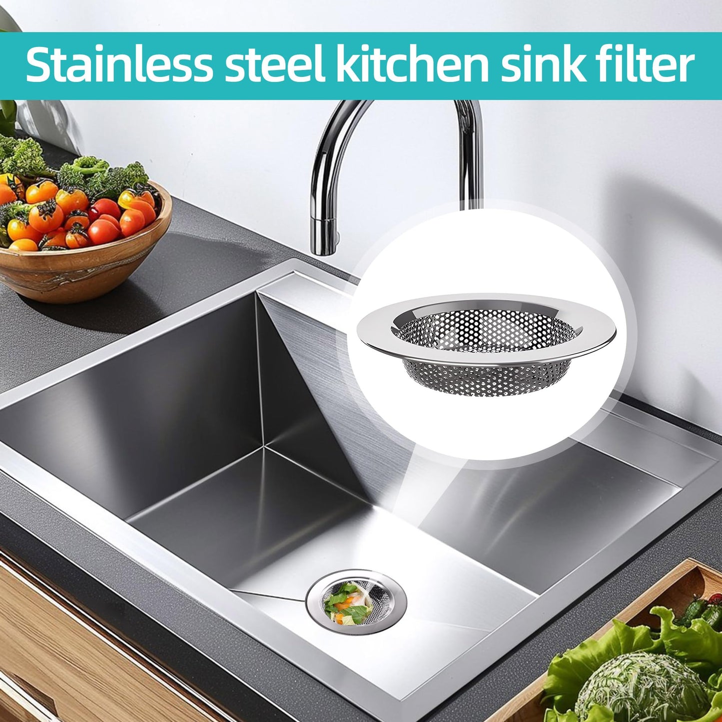 4PCS Stainless Steel Kitchen Sink Strainer Plug, Sink Strainer for Shower
