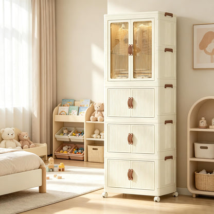 Roqao 4-Tier Kids Wardrobe, Portable Foldable Closet Storage, 298L
