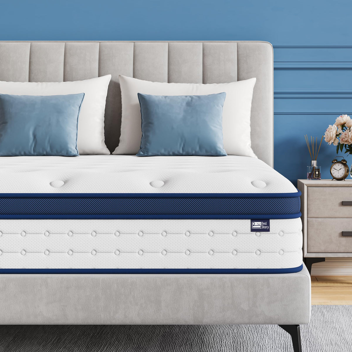 BedStory Single Mattress 3FT, 7.8 Inch Hybrid Mattress, 7-Zone Mattress with Breathable Foam and Individually Pocket Sprung Firm- Extra Lumbar