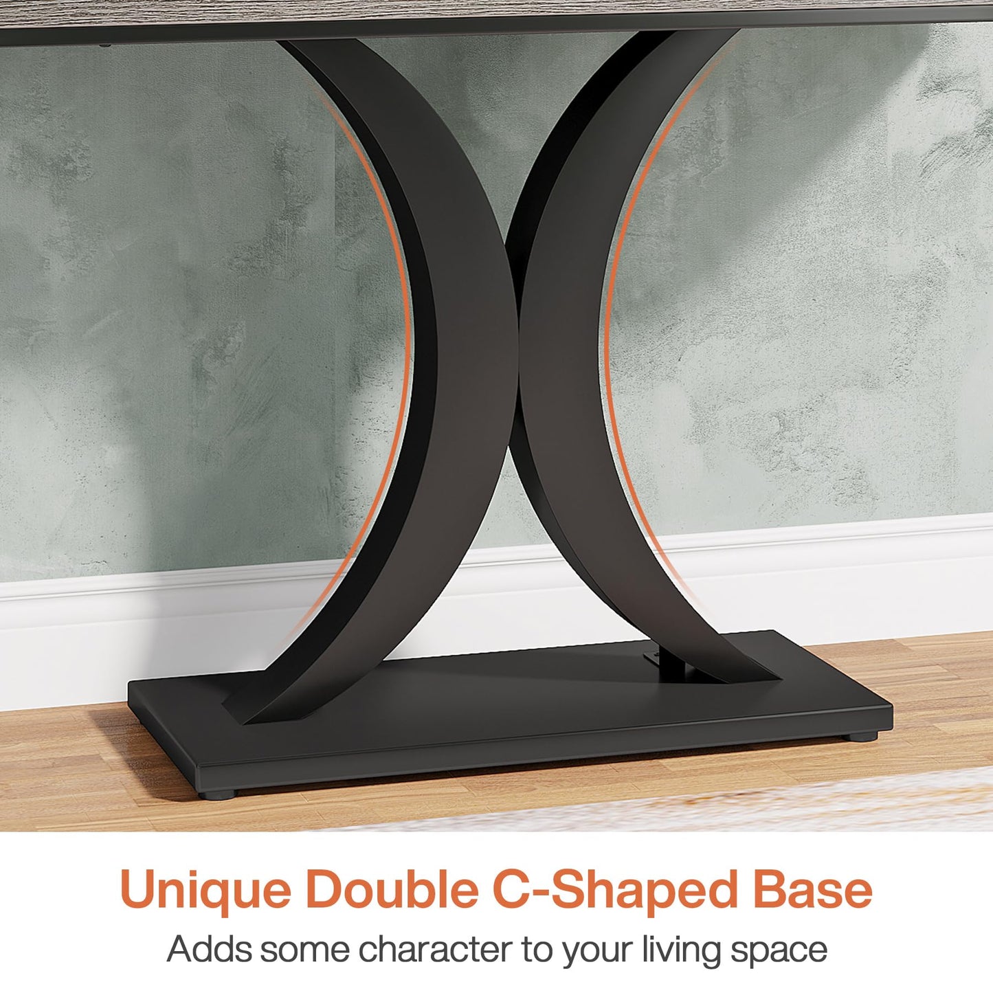 LITTLE TREE Industrial Entryway Console Table, Compact Foyer Hallway Accent Table for Small Space