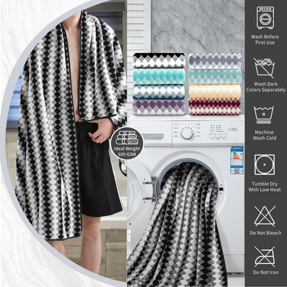 8 Piece Bathroom Towel Set Black White|2 Oversized Large Bath Towels Sheet,2 Hand Towels,4 Washcloths| 600GSM Soft Towel Set for Bathroom