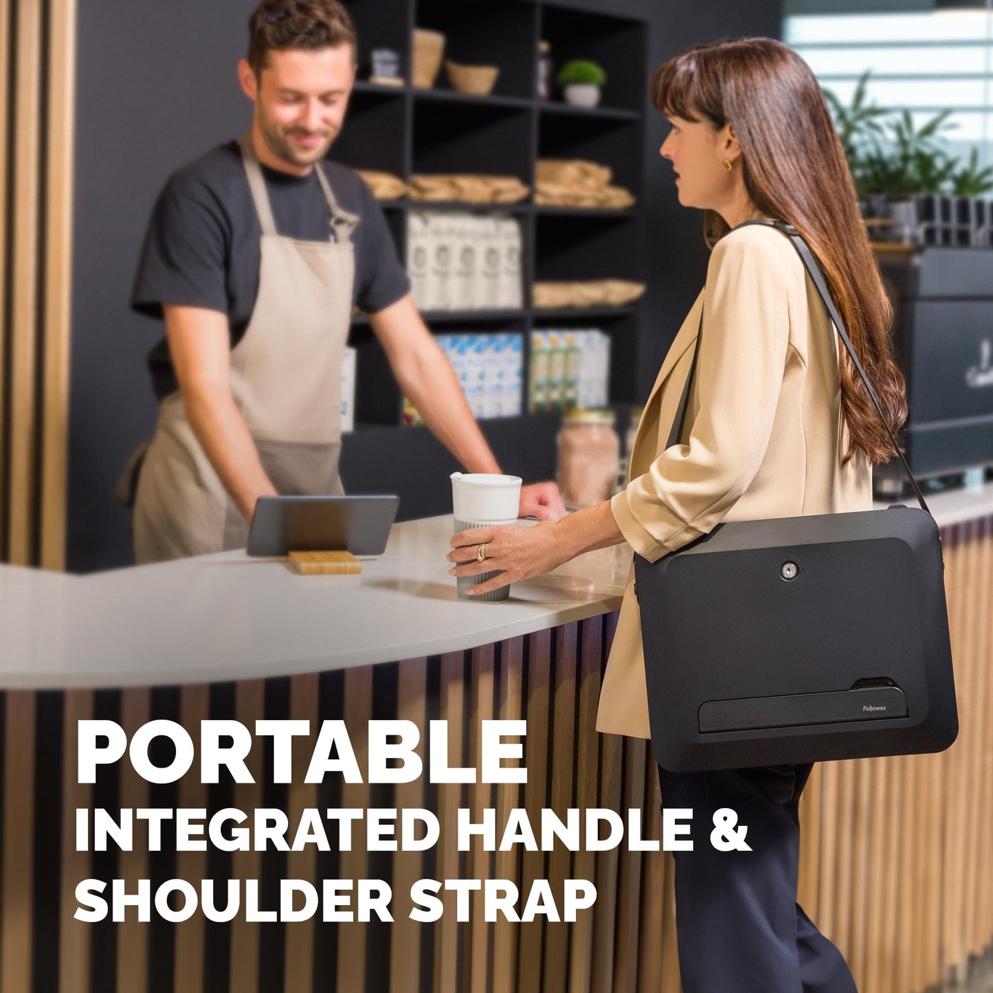 Fellowes Portable Laptop Stand Carry Case - Breyta 2-in-1 Design with 5 Height Adjustments - Ideal for Hybrid Work - 100% Recyclable - Black
