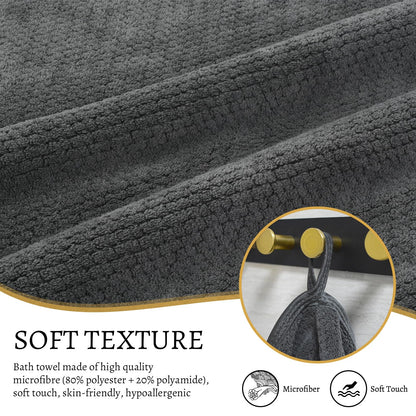 VIVOTE Microfibre Bath Towels Set Soft Bath Sheet 70x140cm Grey 2 Pieces