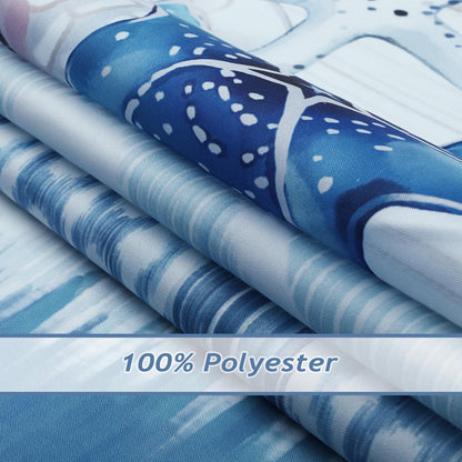 COZZSNUGE Coastal Shower Curtain, Beach Themed Starfish Coral Seashell Fish Blue Ocean Bathroom Curtain 180 x 180 cm