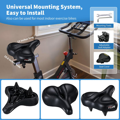 DAWAY C50 Extra Wide Bike Seat - Oversized Comfort Foam Bicycle Saddle for Men, Women & Seniors, Fit for Peloton, Cruiser, Mountain, Road Bikes,