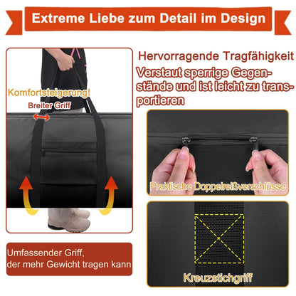 DSDCDJ Large Storage Bag, Heavy-Duty Moving Bags with Zips Handle, Black., 70x30x45cm, Nylon