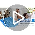 MOONLIGHT20015 Shower Bath Mat Non Slip Anti Mould & Mildew with Strong Suction Cups Grip and Drain Holes Soft Rubber Shower Mats - PVC Bathroom Mat Machine Washable (100x40cm, Blue)