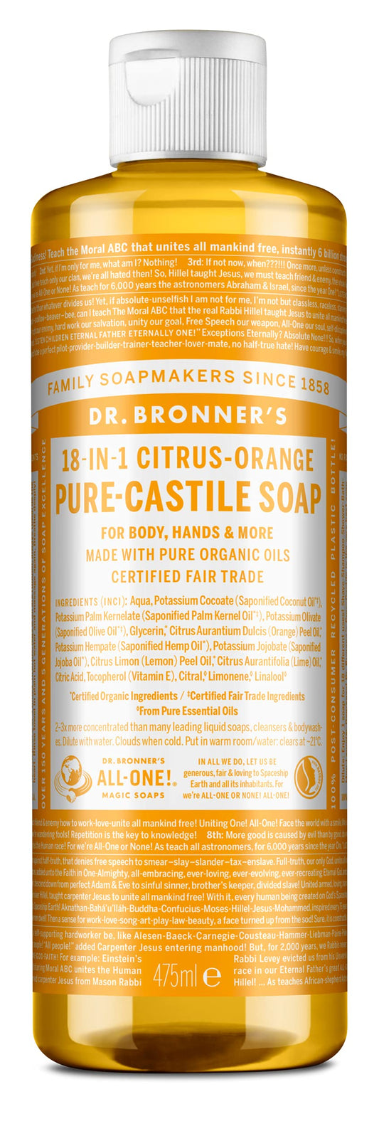 Dr. Bronner's Liquid Soap, Lemon/Orange - 475 ml