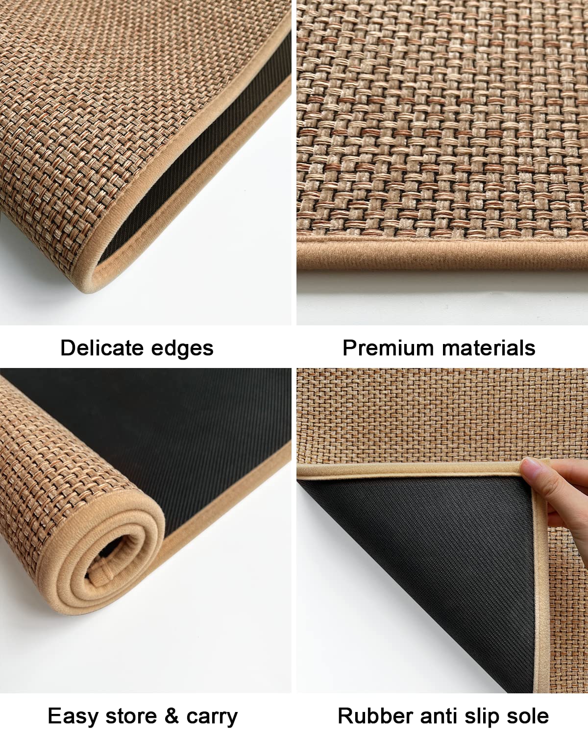 Artnice Non Slip Kitchen Mat 44x180cm, Kitchen Rug Washable Super Absorbent, Rubber Backed Kitchen Runner Rug for Hallway and Entryway, Beige