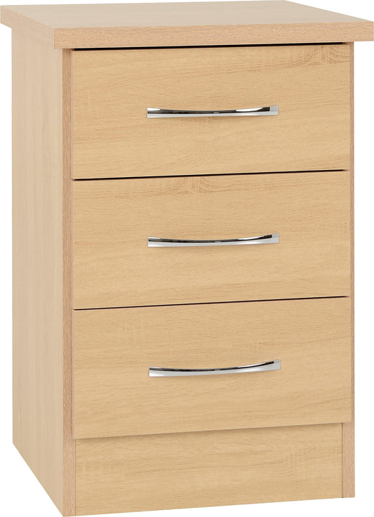 Seconique Nevada 3 Drawer Bedside in Sonoma Oak Effect