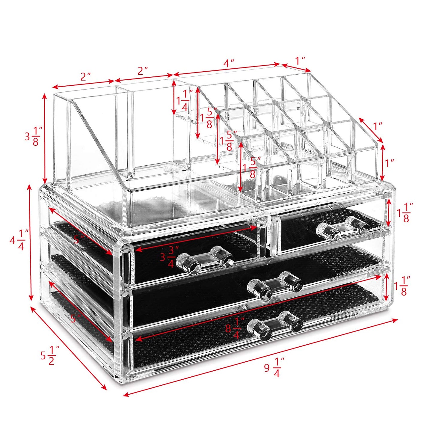 Ikee Design Clear Cosmetic Storage Organizer, Clear Makeup Organizer Cosmetic Display Case for Vanity, Bathroom Counter or Dresser