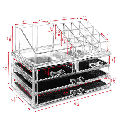 Ikee Design Clear Cosmetic Storage Organizer, Clear Makeup Organizer Cosmetic Display Case for Vanity, Bathroom Counter or Dresser