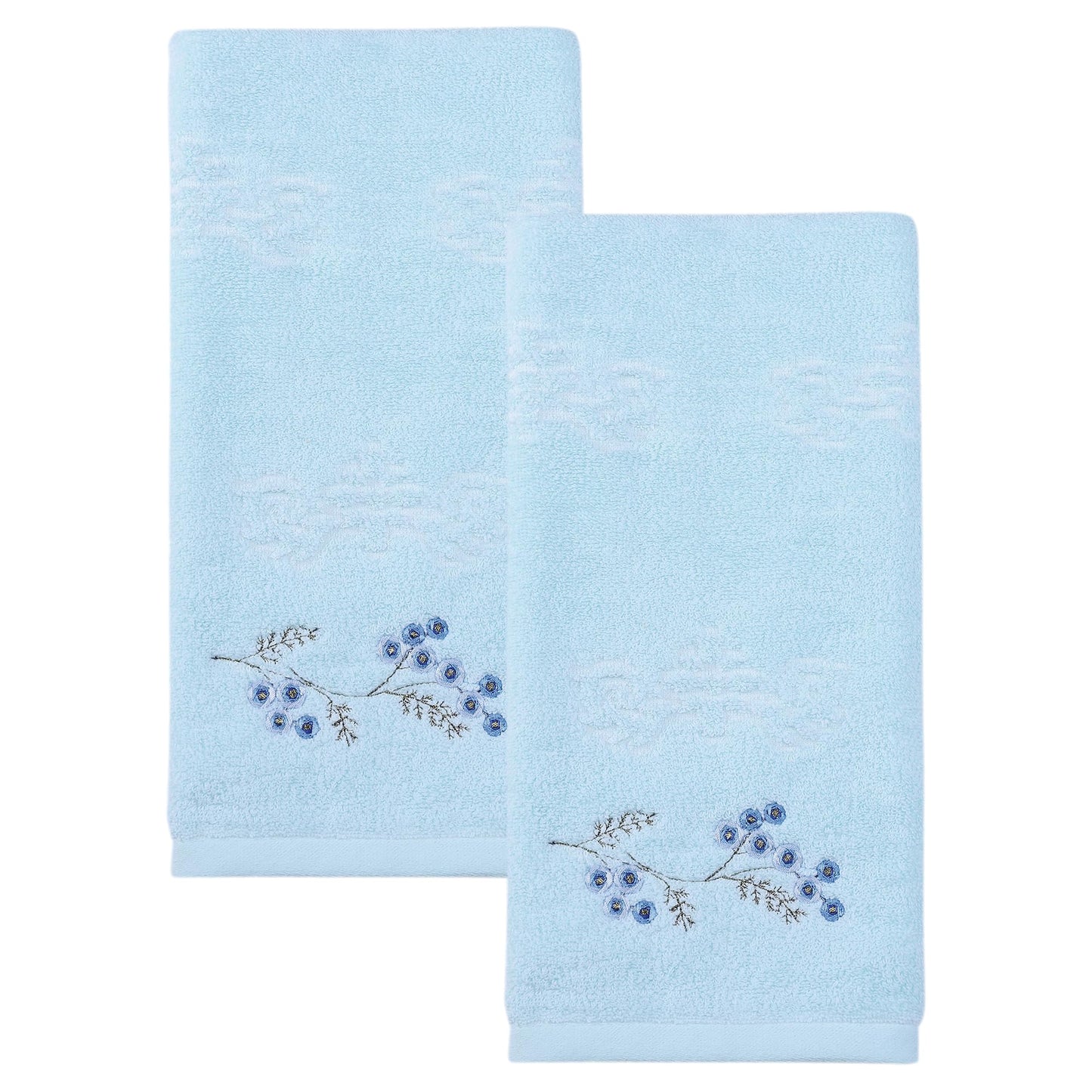 HMETOL Cotton Embroidered Floral Ultra Soft Absorbent Hand Towels 2 Pack
