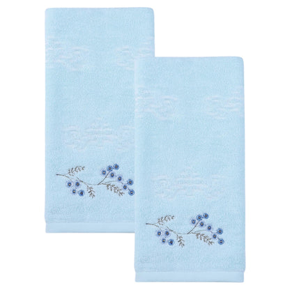 HMETOL Cotton Embroidered Floral Ultra Soft Absorbent Hand Towels 2 Pack
