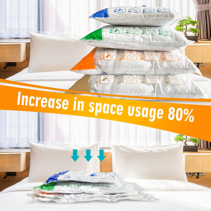 STORAGE MASTER Space Saver Bags for Travel and Home Reusable Vacuum Storage Bags Save 80% More Storage Space Work with Vacuum Cleaner