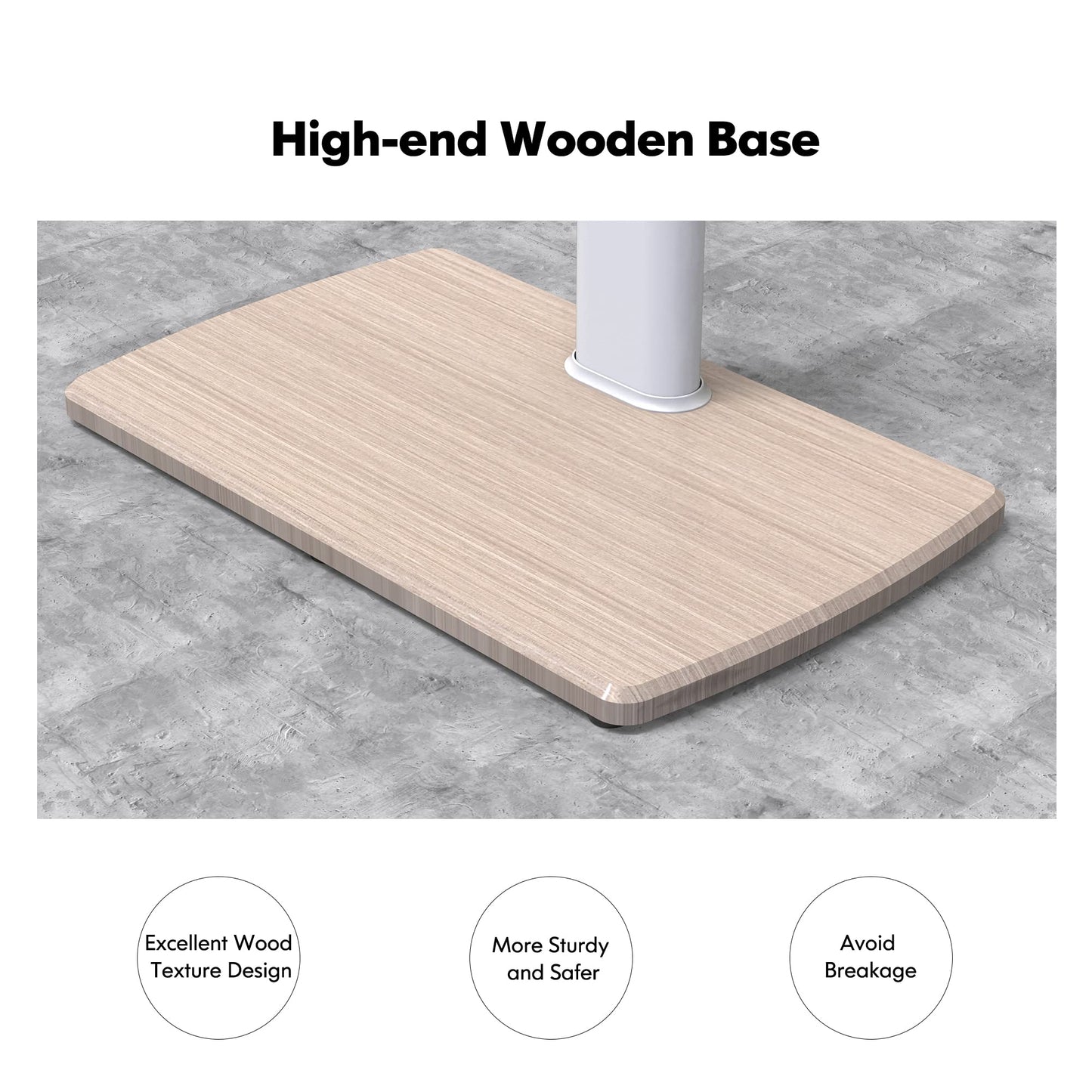 FITUEYES White TV Floor Stand with 20mm Wood Base for 32-70 Inch TV