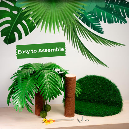 TREKAM Cat Scratching Post - Scratching Post for Cats with Palm Tree Design and Swinging Balls - Scratching Post for Large Cats 78 cm - Cat Scratching