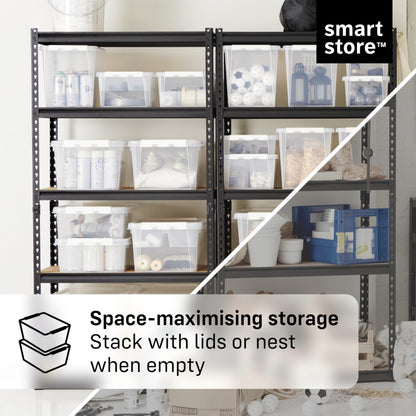 SmartStore - 10x Plastic Storage Box with Lid 3L (21x17x15cm) |Plastic Storage Drawers with Lid|Food-Safe Material|Kitchen &