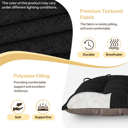 FlyGulls Chair Cushions for Dining Chairs Set of 2 46x42x7.6 cm Black