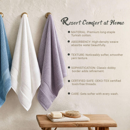 Superior Turkish Cotton 3-Piece Towel Set, Assorted Towels for Home, Bathroom Essentials, Bath, Hand, and Face Towel, Soft Plush Hotel Quality