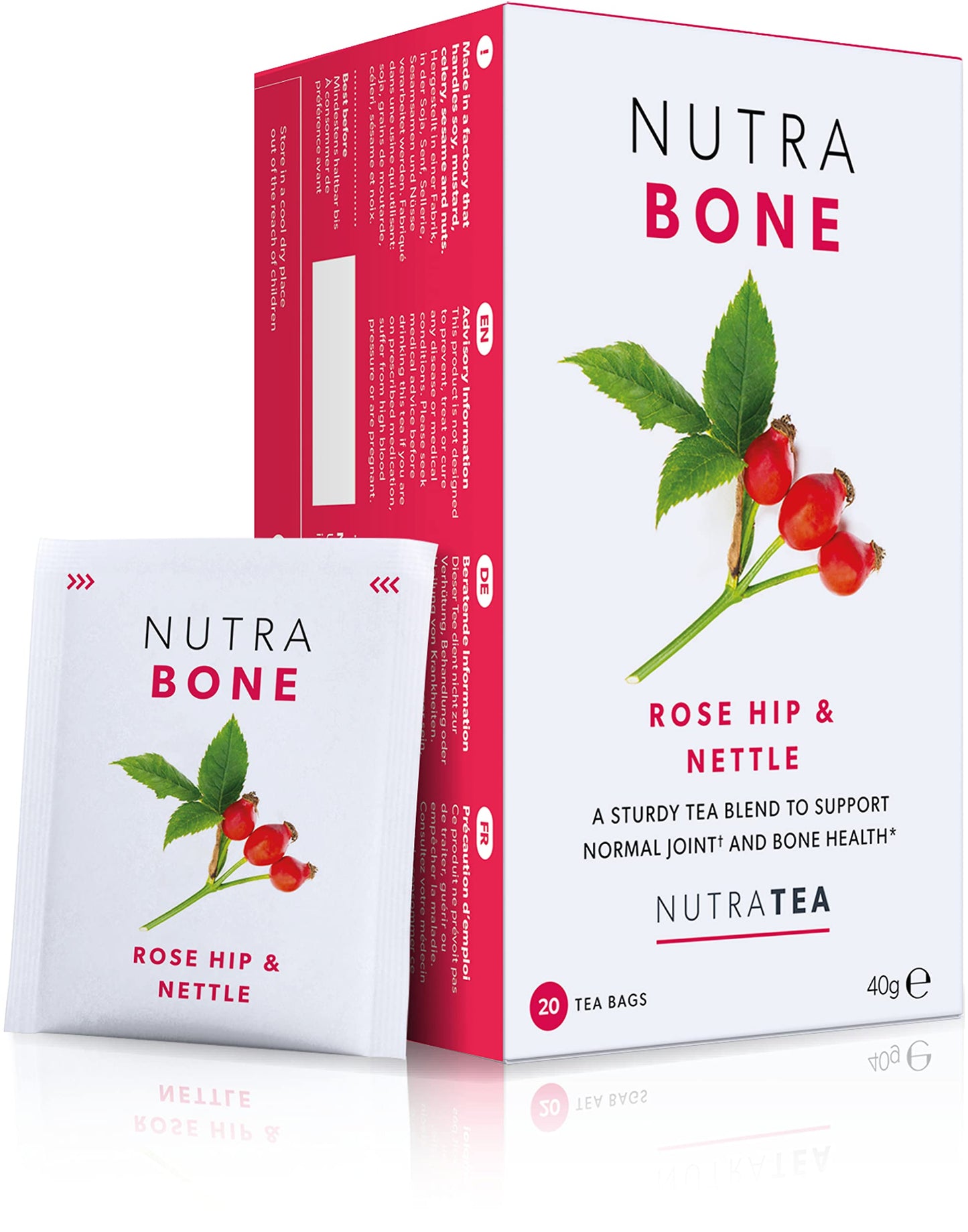 Nutra Tea NUTRABONE | Bone Health Tea | Bone Strength Tea - Helps Maintain Bone Density & Joint Care With Ginkgo Biloba, Rosehip & Devil's Claw - 60