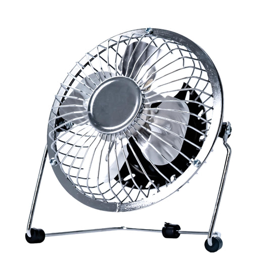 Status USB Desk Fan, 4 Inch Portable Mini Single Speed Small Chrome Fan, SUSBCRMFAN1PKB4