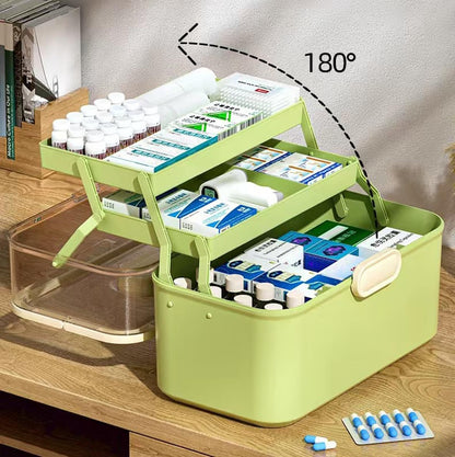 Sevitini Medicine storage, Medication Storage Box, 3 Layer Multi Grid Medicine Box, Large capacity, Medicine Container Box portable