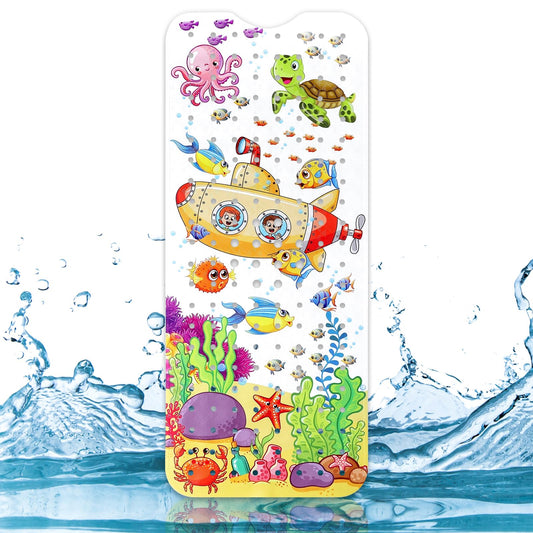 Capslpad Bathtub Mat Non Slip Anti Mould 40x100 cm Cartoon Submarine Bath Mats Extra Large Soft Bath Seat Mat with Suction Cups & Drain Holes Machine