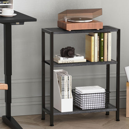 Vantimo Small Side Table, 3-Tier Thin End Table for Living Room, Narrow Bedside Table for Bedroom, Sofa, Couch (Black)