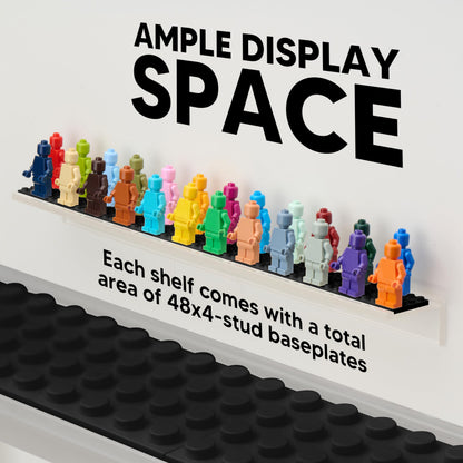 Tapeera 3-Pack Minifigure Display Shelves Compatible with LEGO, Acrylic Floating Shelf with Baseplate Studs