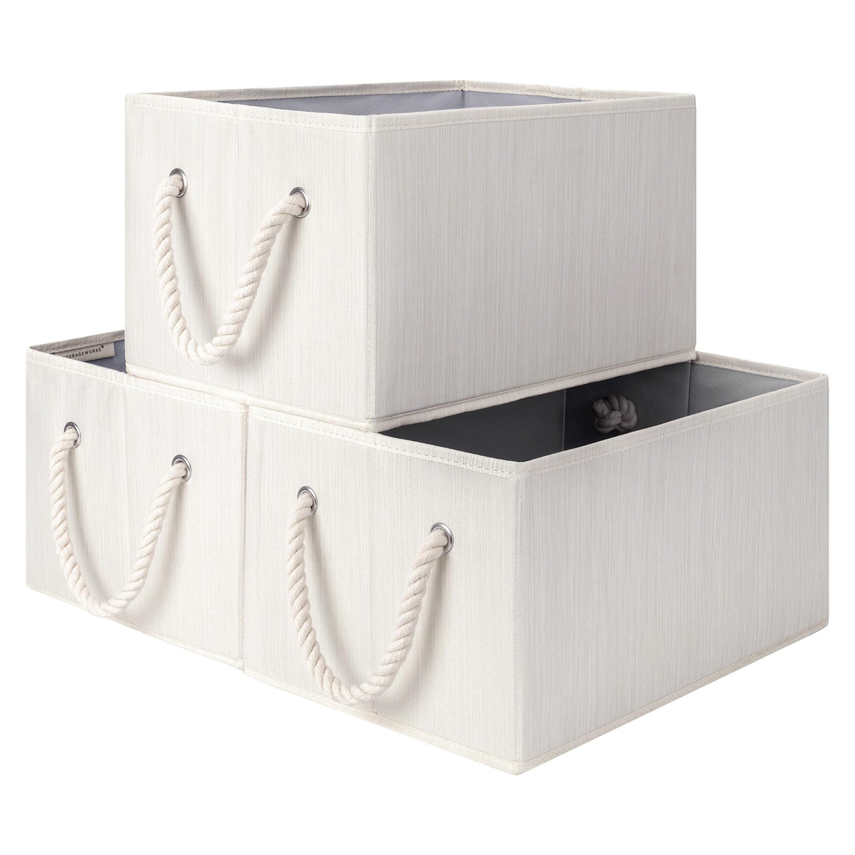 StorageWorks Large Storage Boxes for Organising, Foldable Storage Baskets for Shelves, Fabric Storage Boxes with Handles