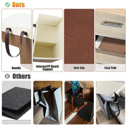 Ecopandy Flax Stairs Basket Non-slip, Foldable Stair Box for 8'' Stairs