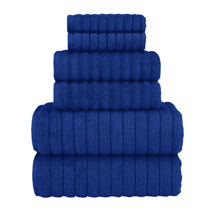 Elegant Comfort 100% Turkish Cotton Corduroy Ribbed Luxury Bath Towels 6-Piece Set, Premium Feel - Quick Dry, Highly Absorbent