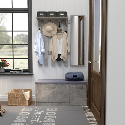 Mondeer Shoe Storage Bench with Cushion, W100 x D30 x H46 cm, Grey
