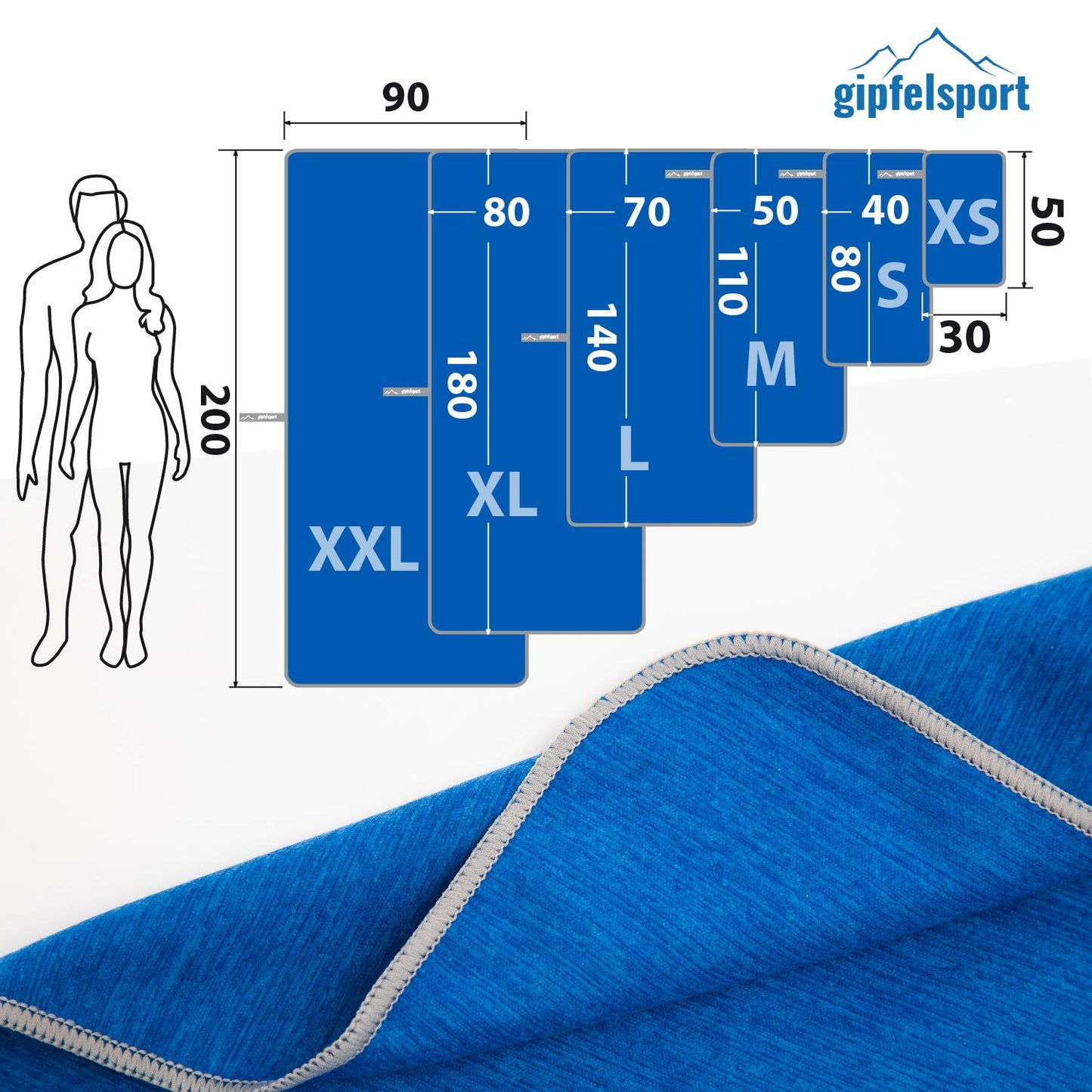 gipfelsport Microfibre Towel | Blue | S(80x40cm)