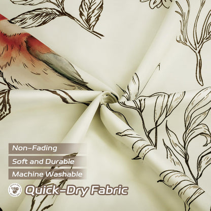 Dazzlewall Beige Birds Shower Curtain for Bathroom Mould & Mildew Resistant