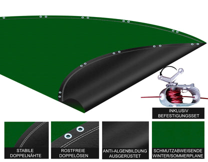 QUICK STAR Winter Swimming Pool Cover Round 180g/m? for Poolsize 420-460cm (15ft) Tarpaulin dimension ? 520cm Green