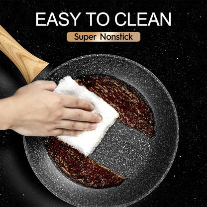 MICHELANGELO 26cm Frying Pan with Lid, Non Stick Frying Pan with Bakelite Handle, Frying Pan for Induction Hob with Stone-Derived Nonstick Coating