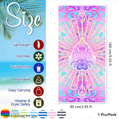 Pink Sand Fibre Microfibre Beach Towel - 160x90cm, Adults, Quick Dry, Lightweight & Compact Sports Towel - Perfect for Travel, Yoga or Gym