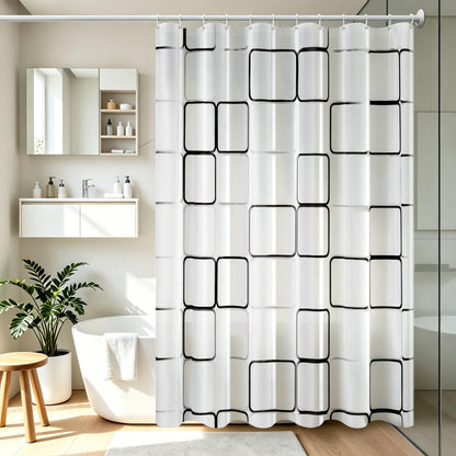 Vllcsla Shower Curtains Mould Proof Resistant 180 200 220 240 cm, 180x240 cm, Extra Long Bathtub Curtains 240 Drop Black and White