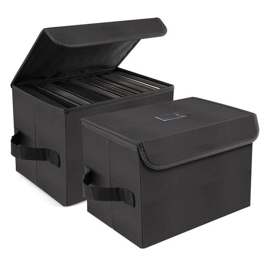 alavisxf xx 7" 45RPM Vinyl Record Storage Box Foldable Stackable with Lid & Handle - Holds 120 Records - 7 Inch Vinyl Storage Box - 2 Pack