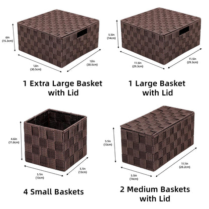 BinWhiz Woven Storage Box, Storage Baskets Organizing Bins Woven Basket Cube Organizer, Multi-size Hand-woven Storage Container for Bathroom, Cabinet