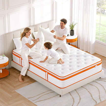 TeQsli Small Double Mattress 4FT, 10 Inch Memory Foam 7 Zone Support Small Double Mattress Pocket Sprungs Wave Memory Foam Hybrid - Medium Firm