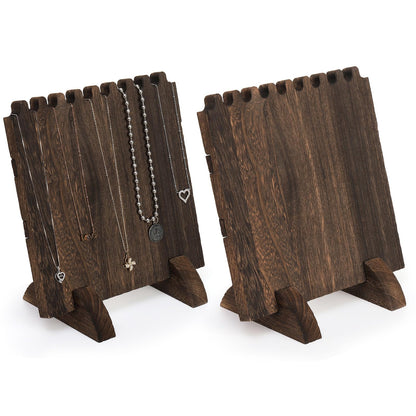 ZOOFOX Set of 2 Wood Necklace Display Stand for Selling, Freestanding Jewelry Easel Display Stand for 16 Necklaces