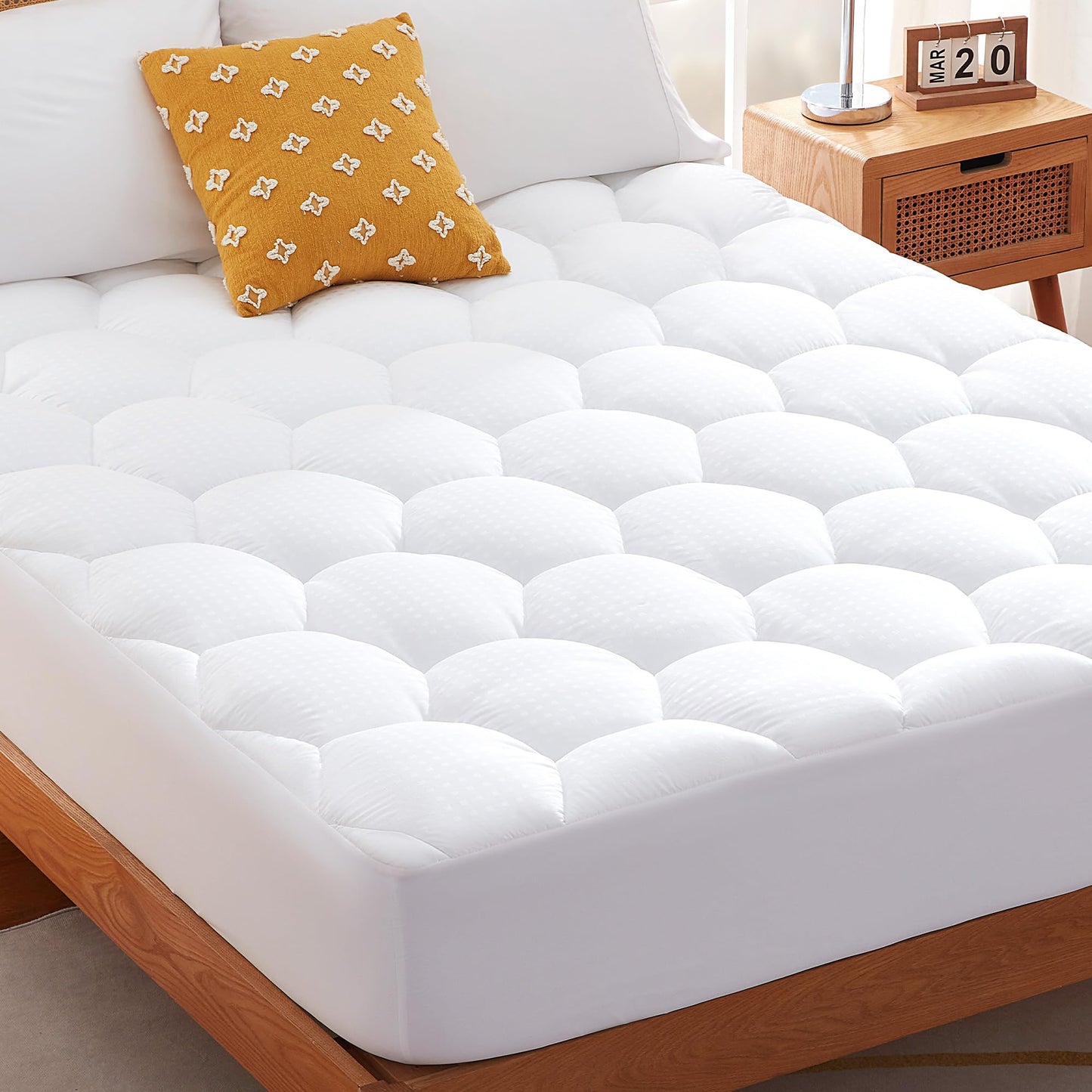 Sonive Mattress Protector 90 x 200 cm, Quilted Mattress Protector with 38 cm Deep Pocket, Breathable Duvet, Grey